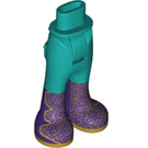 LEGO Hip with Pants with Dark Purple Boots and Gold Glitter (35573)