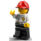 LEGO Firefighter Chief with Ponytail Hair and Red Hat and Glasses Minifigure