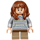 LEGO Hermione Granger with Gray Striped Hoodie and Dark Tan Legs Minifigure