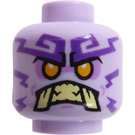 LEGO Head with Tusks Medium Lavender Tattoos (Rumble Keeper) (Recessed Solid Stud) (3626 / 71542)