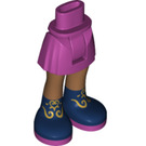LEGO Hip with Basic Curved Skirt with Dark Blue Boots with Gold Filigree with Thick Hinge (35634)