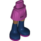 LEGO Hip with Basic Curved Skirt with Dark Blue Boots with Magenta Soles with Thick Hinge (35634)