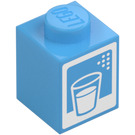 LEGO Brick 1 x 1 with Milk Carton Label (Glass of Milk) (3005 / 73783)