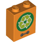 LEGO Brick 1 x 2 x 2 with Recycling Logo with Inside Stud Holder (3245 / 43257)