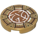 LEGO Tile 2 x 2 Round with Chevrons, and Gold Frame with Bottom Stud Holder (14769 / 78100)