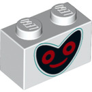 LEGO Brick 1 x 2 with Heart Face with Bottom Tube (3004 / 57466)