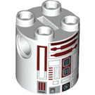 LEGO Brick 2 x 2 x 2 Round with R4-P17 Astromech Droid Body with Bottom Axle Holder 'x' Shape '+' Orientation (30361 / 100489)