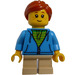 LEGO Girl with Hoodie over Bright Green Striped Shirt Minifigure