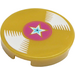 LEGO Pearl Gold Tile 2 x 2 Round with Gold Record and Star with Bottom Stud Holder (14769 / 21256)