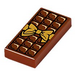 LEGO Reddish Brown Tile 1 x 2 with Chocolate Bar and Gold Bow with Groove (3069)