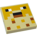LEGO Tan Tile 2 x 2 with Minecraft Pufferfish Face with Groove (3068 / 76943)