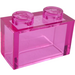LEGO Transparent Dark Pink Brick 1 x 2 without Bottom Tube (3065 / 35743)