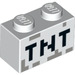 LEGO White Brick 1 x 2 with Minecraft 'TNT' with Bottom Tube (3004)
