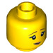 LEGO Yellow Dual Sided Female Head with Worried / Scared Face (Recessed Solid Stud) (3626 / 23177)