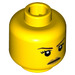 LEGO Yellow Female Head from Battle Goddess with Golden Lipstick Pattern (Recessed Solid Stud) (3626 / 18175)