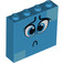 LEGO Dark Azure Brick 1 x 4 x 3 with Sad Face (49311 / 52099)