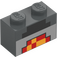 LEGO Dark Stone Gray Brick 1 x 2 with Minecraft Black, Red, and Yellow Blocks with Bottom Tube (3004 / 37228)