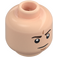 LEGO Light Flesh Minifigure Head with Brown Eyebrows and Frown (Recessed Solid Stud) (3626 / 21725)