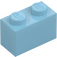 LEGO Medium Azure Brick 1 x 2 with Bottom Tube (3004 / 93792)