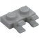 LEGO Medium Stone Gray Plate 1 x 2 with Horizontal Clips (Open 'O' Clips) (49563 / 60470)