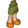 LEGO Olive Green Hip with Rolled Up Shorts with Orange Shoes with White Laces with Thick Hinge (35556 / 35557)