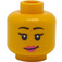 LEGO Yellow Dual Sided Female Head with Black Eyebrows, Pink Lips / Sunglasses (Recessed Solid Stud) (3626 / 20068)