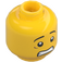 LEGO Yellow Dual-Sided Male Head with Scared Face / Lopsided Smile (Recessed Solid Stud) (3626 / 32729)