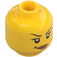 LEGO Yellow Female Head with Eyelashes, Raised Eyebrow and Lopsided Smile (Recessed Solid Stud) (3626 / 29627)