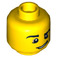 LEGO Yellow Head with Raised Eyebrow and Crooked Smile (Recessed Solid Stud) (3626 / 12813)