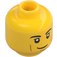 LEGO Yellow Male Head with Black Eyebrows, Cheek and Chin Lines and Lopsided Smile (Recessed Solid Stud) (3626 / 65642)