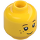 LEGO Yellow Minifig Head with Black Eyelashes, Brown Eyebrows, Freckles Pattern (Recessed Solid Stud) (20393 / 30973)