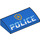 LEGO Blue Slope 2 x 4 Curved with Police Badge and &#039;POLICE&#039; without Bottom Tubes (61068 / 66000)