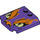 LEGO Dark Purple Wedge 4 x 4 Curved with Cat Face with Lime Eyes (45677 / 65873)