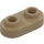 LEGO Dark Tan Plate 1 x 2 with Rounded Ends and Open Studs (35480)