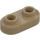 LEGO Dark Tan Plate 1 x 2 with Rounded Ends and Open Studs (35480)