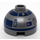 LEGO Flat Silver Brick 2 x 2 Round with Dome Top with R2-D2 Astromech Droid Head (Hollow Stud, Axle Holder) (18841 / 66823)