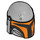 LEGO Medium Stone Gray Helmet with Sides Holes with Mandalorian Tribe Warrior Orange (66440 / 87610)