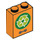 LEGO Orange Brick 1 x 2 x 2 with Recycling Logo with Inside Stud Holder (3245 / 43257)