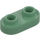 LEGO Sand Green Plate 1 x 2 with Rounded Ends and Open Studs (35480)