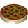 LEGO Tan Tile 2 x 2 Round with Pizza with Bottom Stud Holder (14769 / 29629)