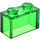 LEGO Transparent Green Brick 1 x 2 without Bottom Tube (3065 / 35743)