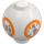 LEGO White Brick 2 x 2 Round Sphere with BB-8 Pattern (23723 / 34463)