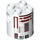 LEGO White Brick 2 x 2 x 2 Round with R4-P17 Astromech Droid Body with Bottom Axle Holder &#039;x&#039; Shape &#039;+&#039; Orientation (30361 / 100489)