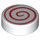 LEGO White Tile 1 x 1 Round with Red Swirl (14184 / 100797)