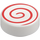 LEGO White Tile 1 x 1 Round with Red Swirl (14184 / 100797)