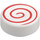 LEGO White Tile 1 x 1 Round with Red Swirl (14184 / 100797)