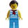 LEGO Woman in Dark Azure Striped Shirt Minifigure
