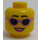 LEGO Yellow Dual Sided Female Head with Black Eyebrows, Pink Lips / Sunglasses (Recessed Solid Stud) (3626 / 20068)