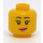 LEGO Yellow Dual Sided Female Head with Black Eyebrows, Pink Lips / Sunglasses (Recessed Solid Stud) (3626 / 20068)