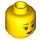 LEGO Yellow Dual Sided Female Head with Black Eyebrows, Pink Lips / Sunglasses (Recessed Solid Stud) (3626 / 20068)